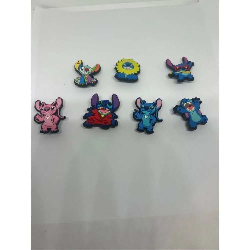 Lot of 7 Stitch & Angel Shoe Charms – Lilo & Stitch Characters for Clogs 💙🌺👟
